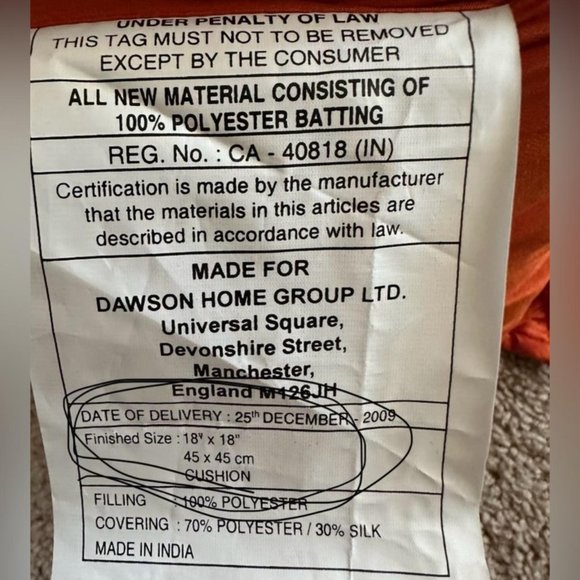 Orange accent throw pillow, Bed by Conrad Collection. - Picture 7 of 7